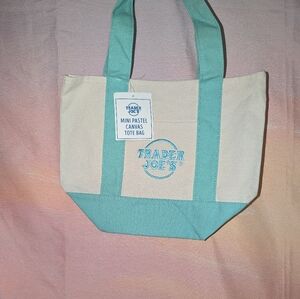 Green Trader Joe's Mini Pastel Canvas Tote Bag